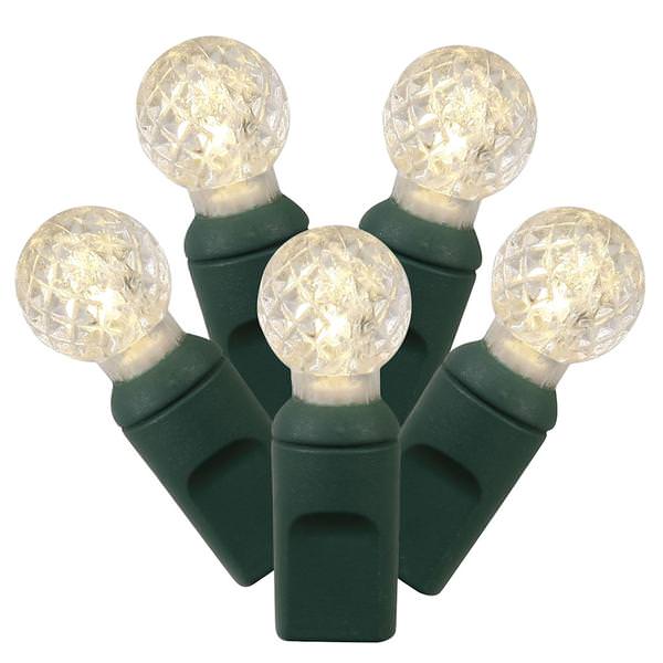 100 Light 34' Green Wire Warm White G12 Berry LED Miniature String with 4" Spacing