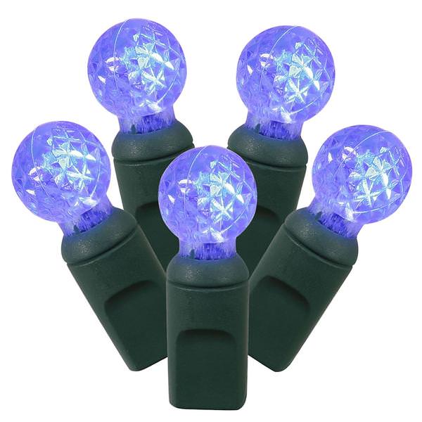 100 Light 34' Green Wire Blue G12 Berry LED Miniature String with 4" Spacing