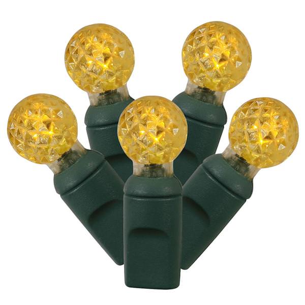 100 Light 34' Green Wire Yellow G12 Berry LED Miniature String with 4" Spacing