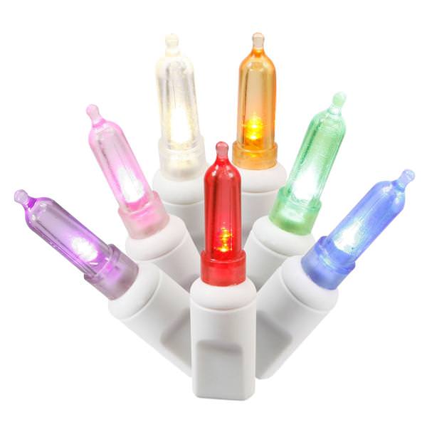 50 Light 23' White Wire Multi-Color Italian LED Miniature String with 5.5" Spacing