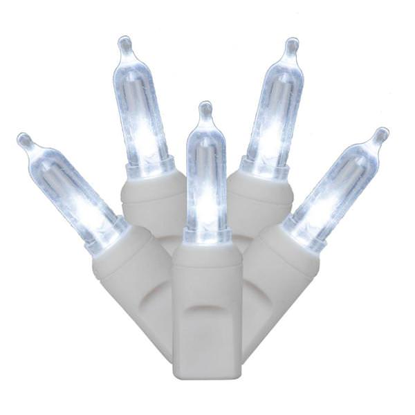 100 Light 34' White Wire Cool White Italian LED String with 4" Spacing