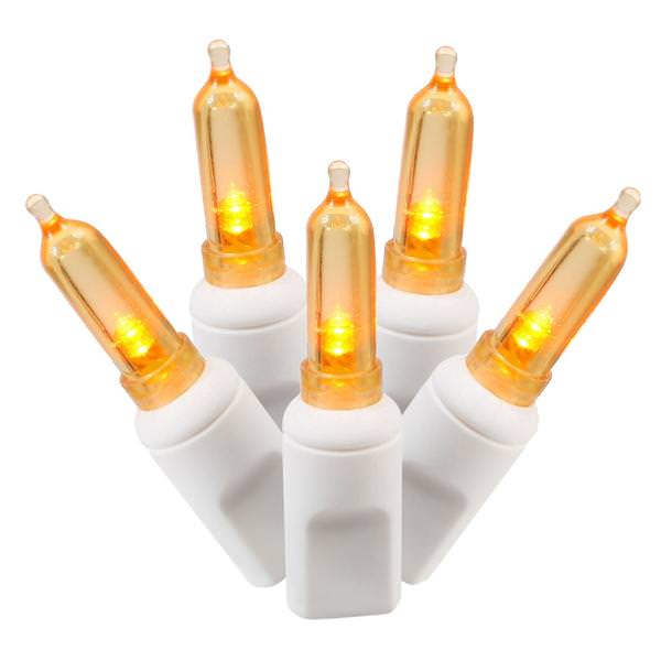 100 Light 34' White Wire Orange Italian LED Miniature String with 4" Spacing