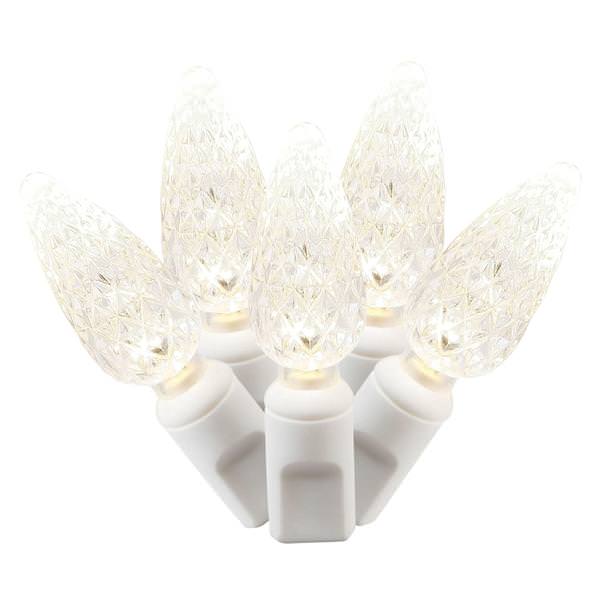 100 Light 34' White Wire Warm White C6 LED String with 4" Spacing