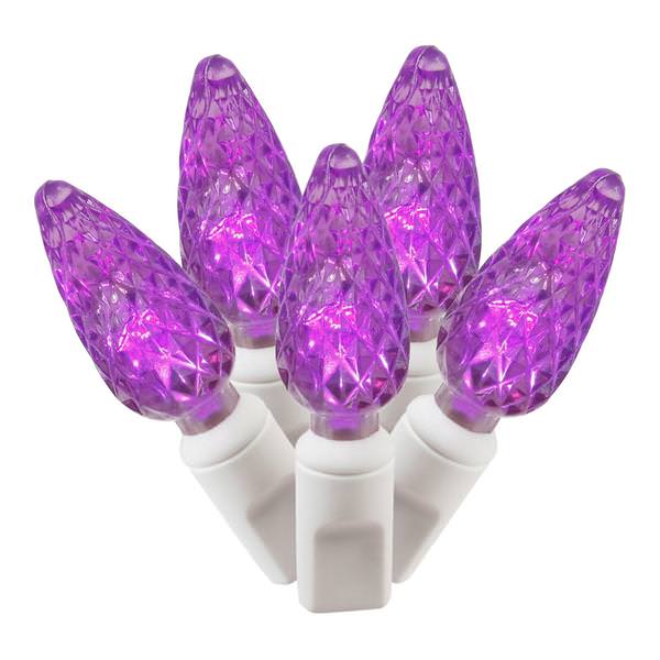 100 Light 34' White Wire Purple C6 LED String with 4" Spacing