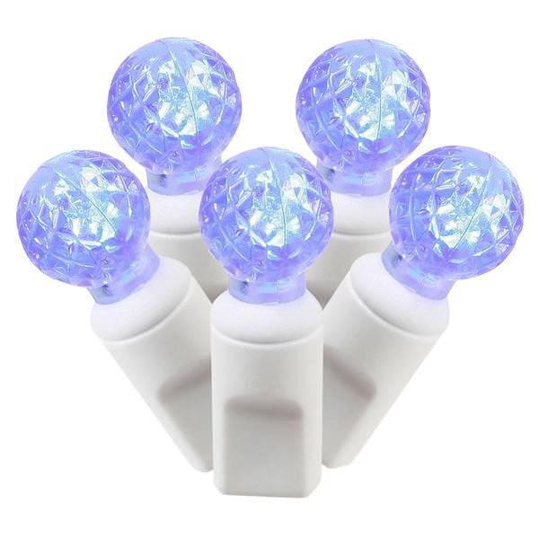 100 Light 34' White Wire Blue G12 Berry LED Miniature String with 4" Spacing
