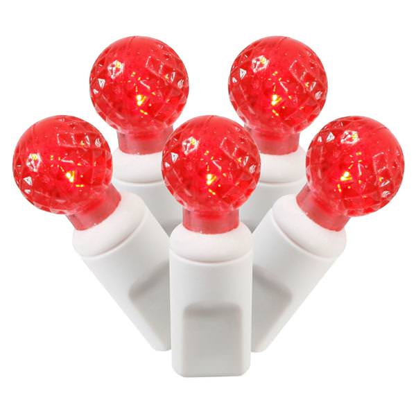 100 Light 34' White Wire Red G12 Berry LED Miniature String with 4" Spacing