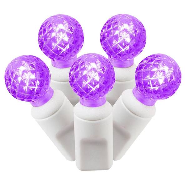 100 Light 34' White Wire Purple G12 Berry LED Miniature String with 4" Spacing
