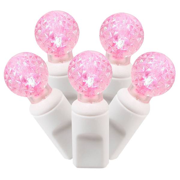 100 Light 34' White Wire Pink G12 Berry LED Miniature String with 4" Spacing