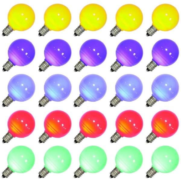 0.96 watt 120 volt G40 Candelabra Screw Base Multi-Color Ceramic LED (25 pack)