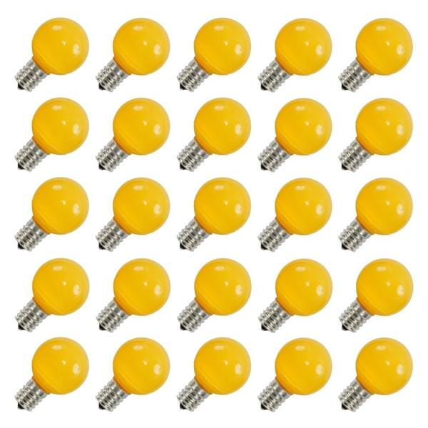 0.96 watt 120 volt G50 Intermediate Screw Base Yellow LED (25 pack)