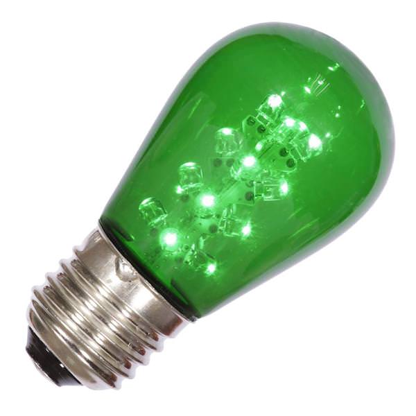 1 watt 130 volt S14 Medium Screw Base Dimmable Green Transparent LED