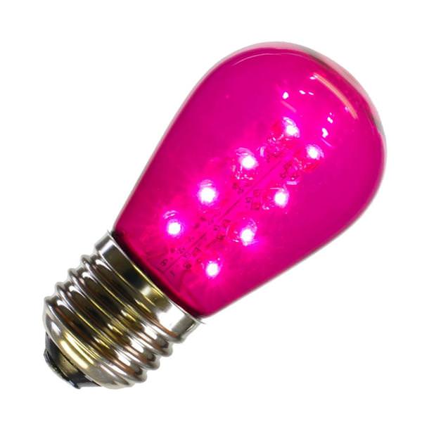 1 watt 130 volt S14 Medium Screw Base Dimmable Pink Transparent LED