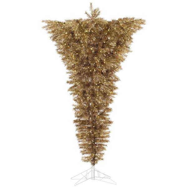 7.5' x 52" Metal Mix Upside Down Tree 550 Warm White LED Lights