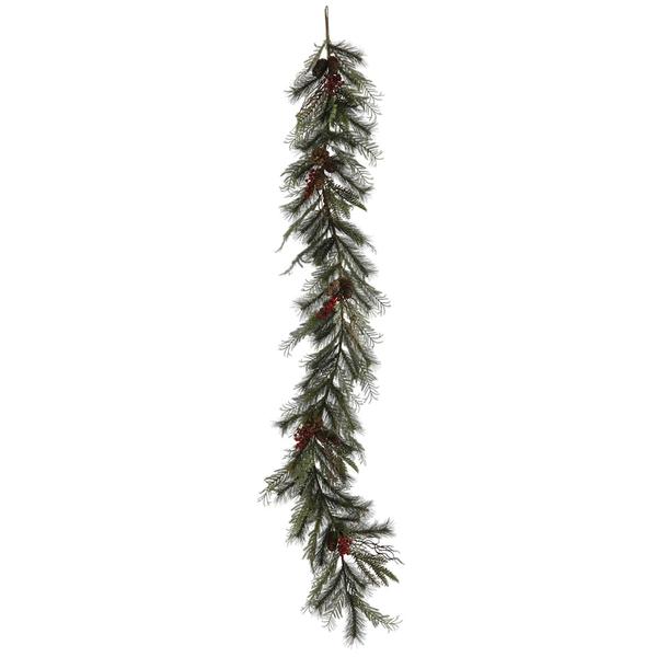 6' x 10" Artificial Cedar Cone Berry Pine Garland