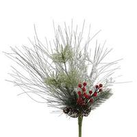 Vickerman 12" Artificial Frosted Ponderosa Pine Berry Twig Pick