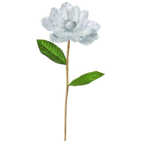 26" Silver Magnolia Glittered Edge Pick