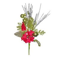 Vickerman 18" Red Hydrangea Lime Sparkle Spray