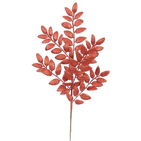 22" Red Glitter Honey Locust Spray