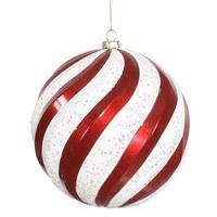 Vickerman 25" Red / White Candy Glitter Swirl Ornament