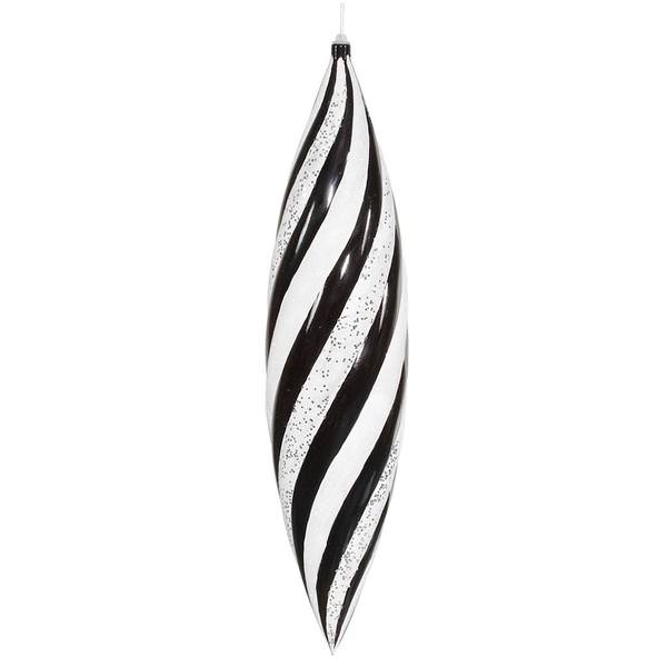 25" Black / White Candy Glitter Swirl Ornament