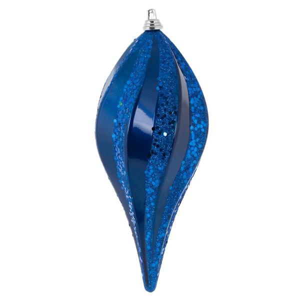 8" Blue Candy Glitter Swirl Drop Ornament