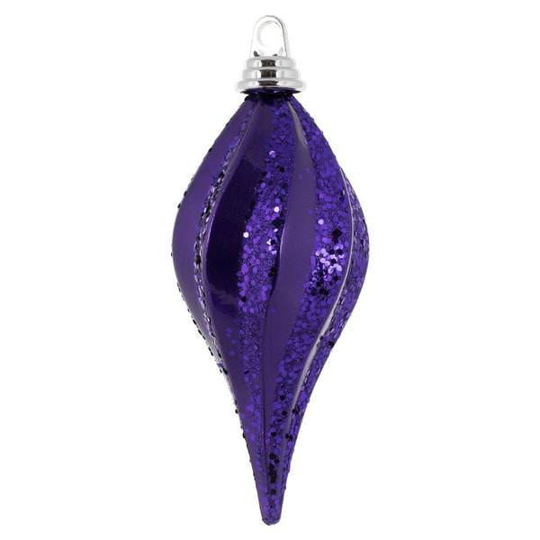 8" Plum Candy Glitter Swirl Drop Ornament