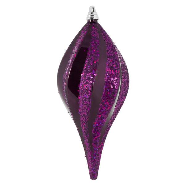 12" Plum Candy Glitter Swirl Drop Ornament