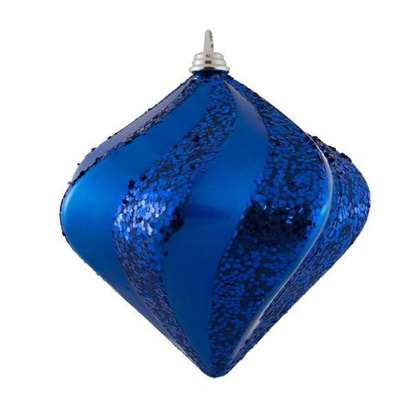 6" Blue Candy Glitter Swirl Diamond Ornament