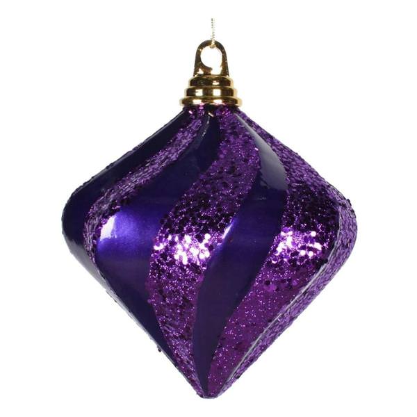 6" Plum Candy Glitter Swirl Diamond Ornament