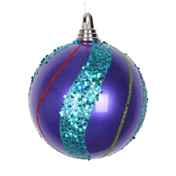 4" Purple / Turquoise / Cerise / Red /Lime Ball Ornaments (4 pack)