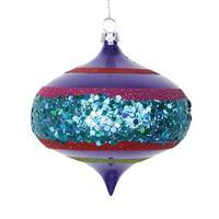 Vickerman 4" Purple-Turquoise-Ceris-Red-Lime Glitter Onion Ornament (4 pack)