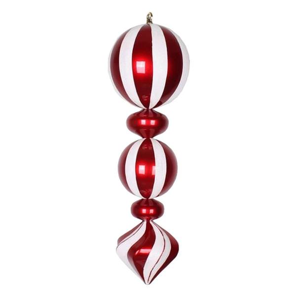 24" White / Red Peppermint Finial Ornament