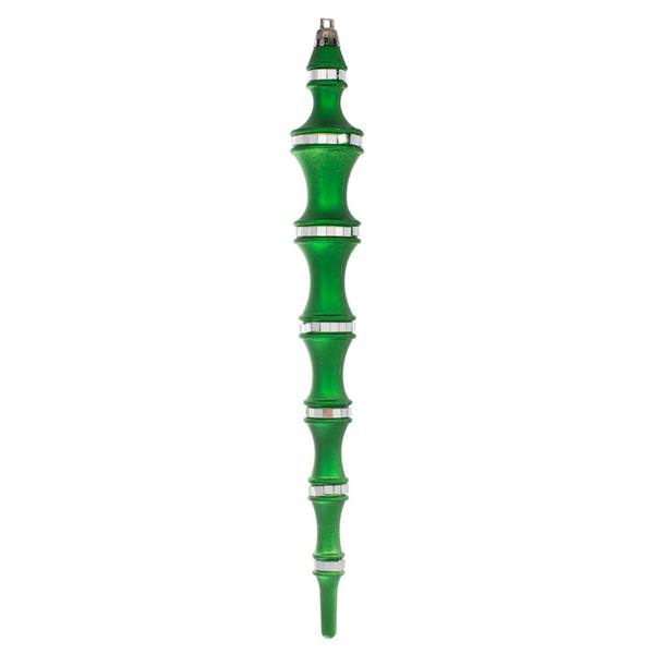 12" Green Mirror Icicle Ornament (4 pack)