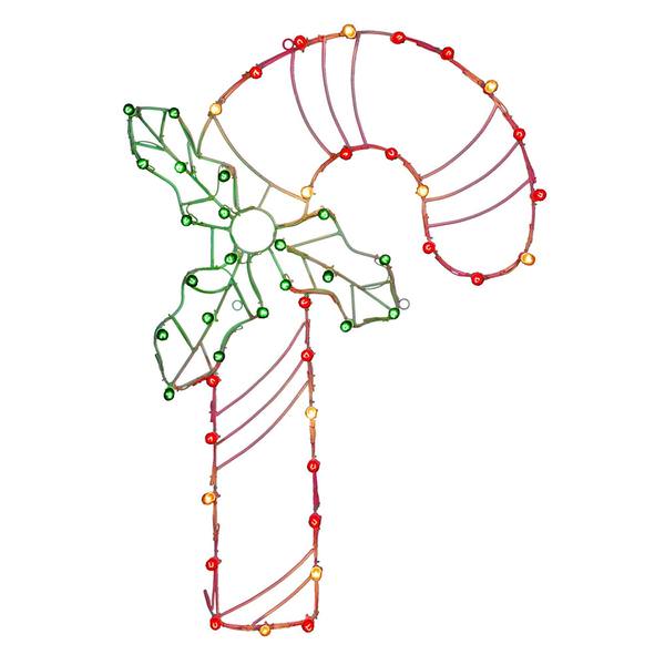 48" x 32" Candy Cane Wire Motif 50 Multi-Color C7 Lights