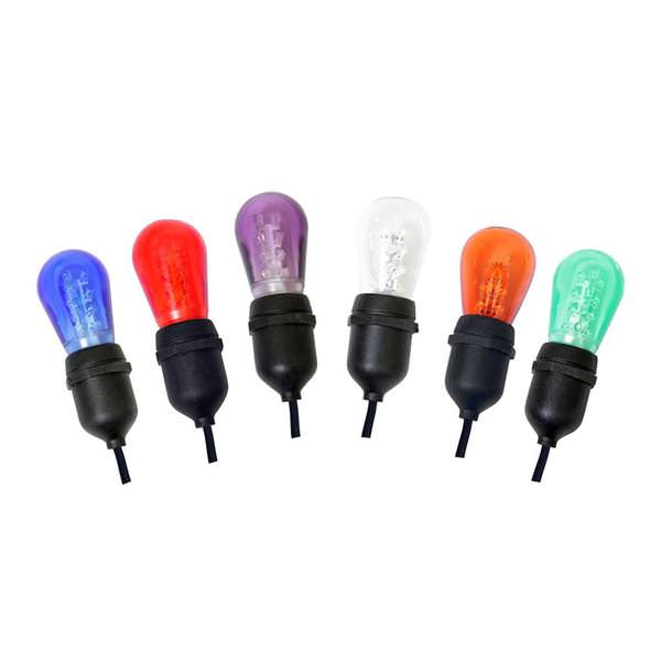 12 Light 24' Black Wire Multi Color LED S14 String Set 24" Spacing