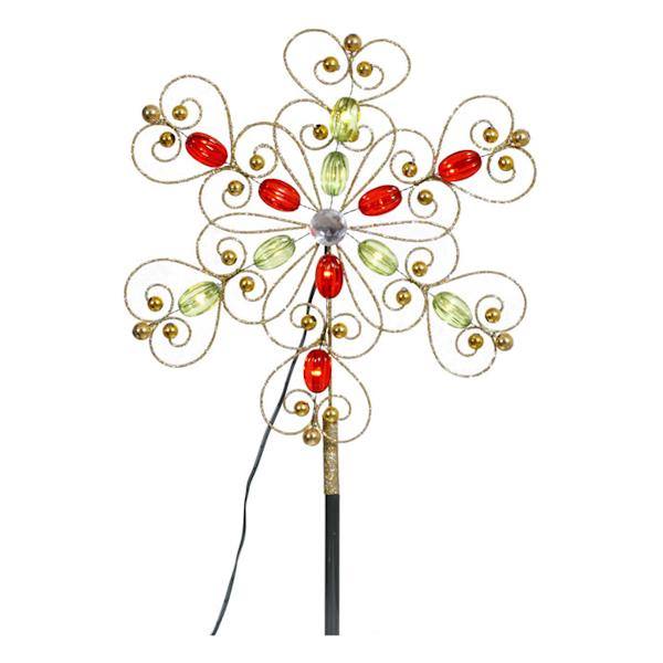 12 Light 12" Gold Beaded LED Star Christmas Tree Topper