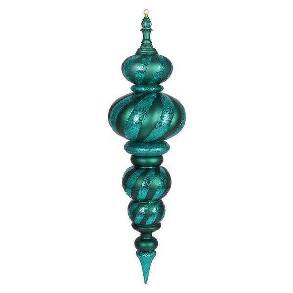 43" Emerald Matte-Glitter Swirl Finial Ornament