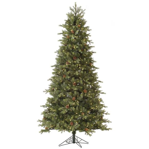 10' x 58" Artificial Slim Rocky Mountain Fir 1,050 Warm White Italian LED Lights with Pine Cones