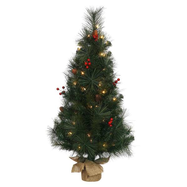 3' Artificial Mixed Pine Berry Cone Tree with 50 Clear Lights