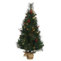 Vickerman 3' Artificial Mixed Pine Berry Cone Tree with 50 Clear Lights