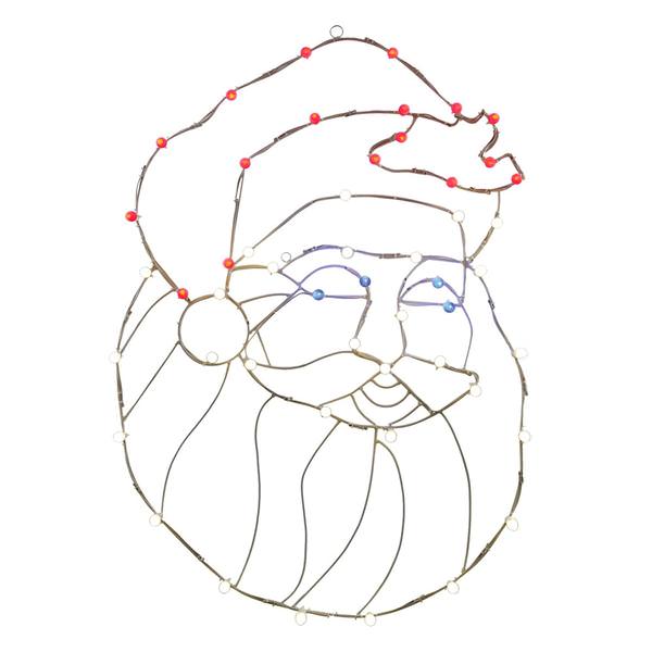 48" x 34" Santa Head Wire Motif 50 Multi-Color C7 LED Lights