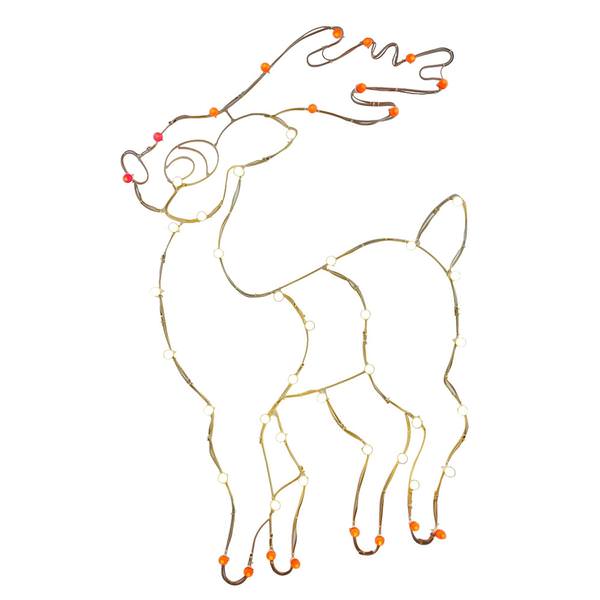 48" x 36" Reindeer Wire Motif 50 Multi-Color C7 LED Lights
