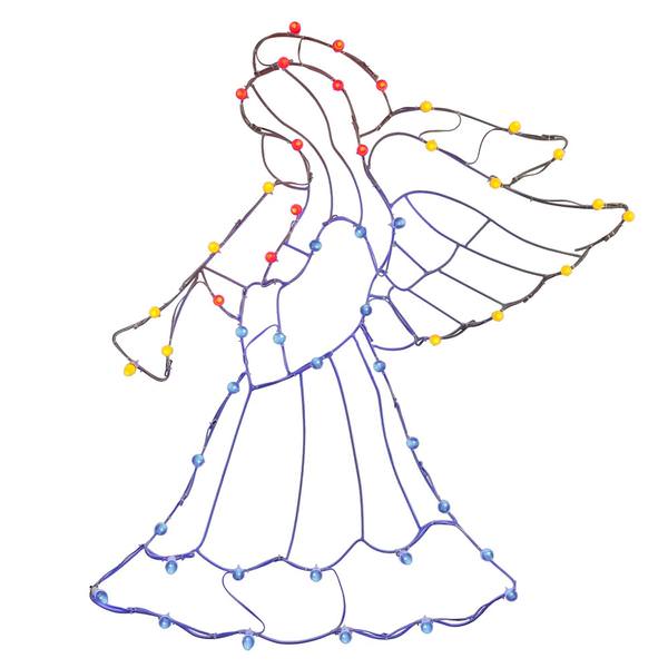 48" x 46" Angel n' Horn Wire Motif 50 Multi-Color C7 LED Lights