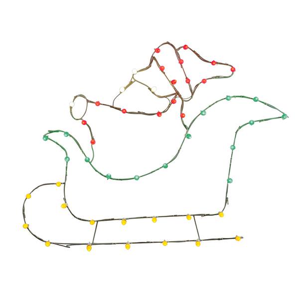 36" x 48" Santa n' Sleigh Wire Motif 50 Multi-Color C7 LED Lights