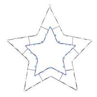 Vickerman 48" x 48" 5 Point Star Wire Motif 50 Blue / White C7 LED Lights