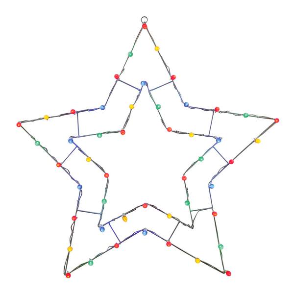 48" x 48" 5 Point Star Wire Motif 50 Multi-Color C7 LED Lights