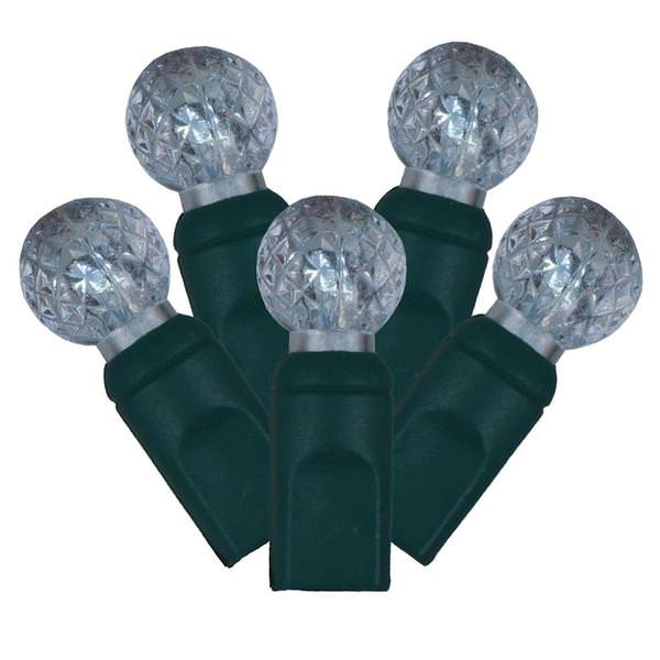50 Light 25' Green Wire Cool White LED G12 String with 6" Spacing