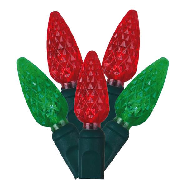 50 Light 25' Green Wire Red / Green LED C6 String with 6" Spacing