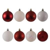 Vickerman 2.4" White / Red 4 Finish Ball Ornament (24 pack)