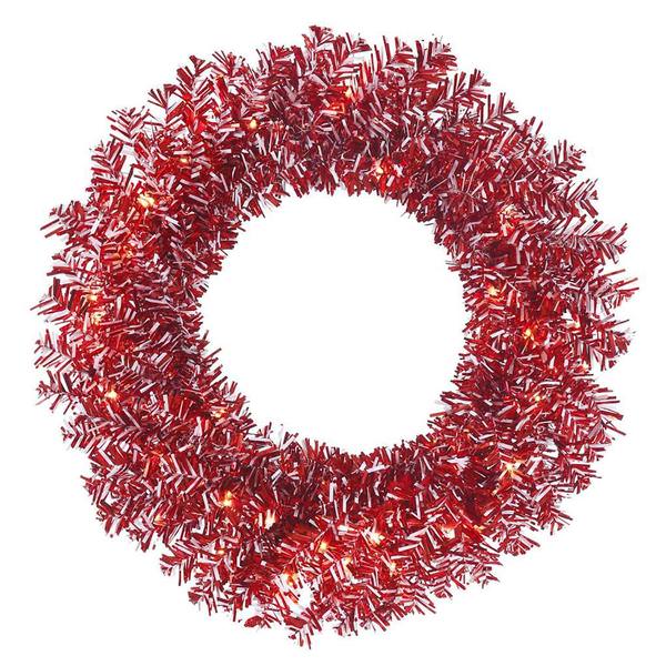 30" Red-White Candy Cane 50 Clear Miniature Lights
